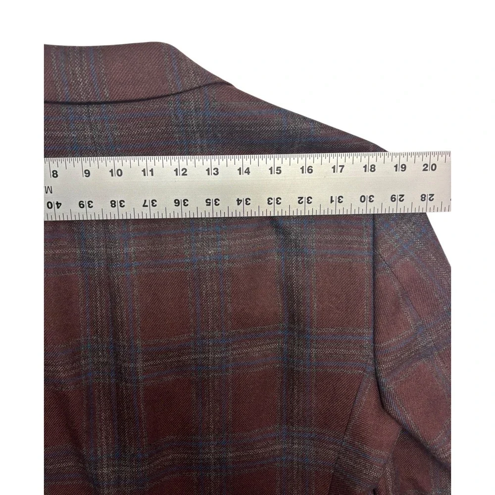 Michael Kors 38R Burgundy Gray Plaid Blazer Jacket Flannel Wool Sport Suit Coat